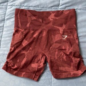 Red camo gymshark shorts